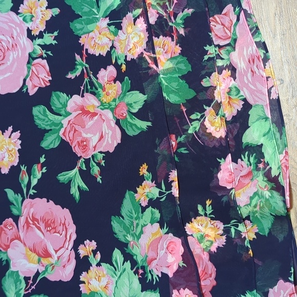 Lauren Ralph Lauren Floral Short Layered Silk Skirt sz 14 - Picture 2 of 6